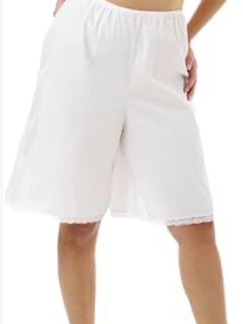 Pettipants Lightweight White Lace-Trim  with Elastic Waist Vintage Small